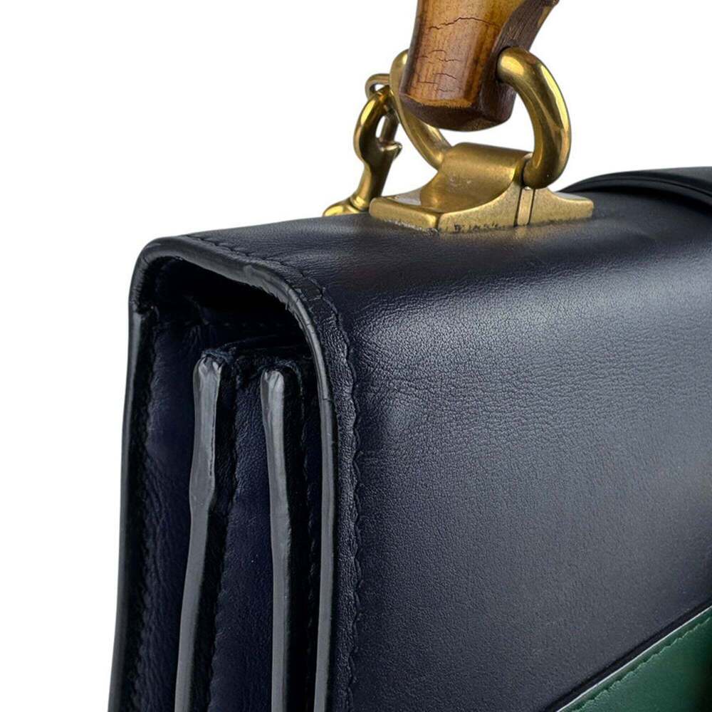 GUCCI Red Leather Bamboo Shoulder Bag - Picture 6 of 14